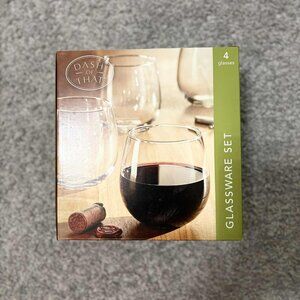 Brand New Set of 4 Stemless Red Wine Glasses Set by "Dash of That"